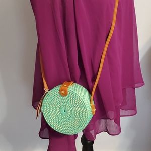Mint Green Bamboo Crossbody Bag.